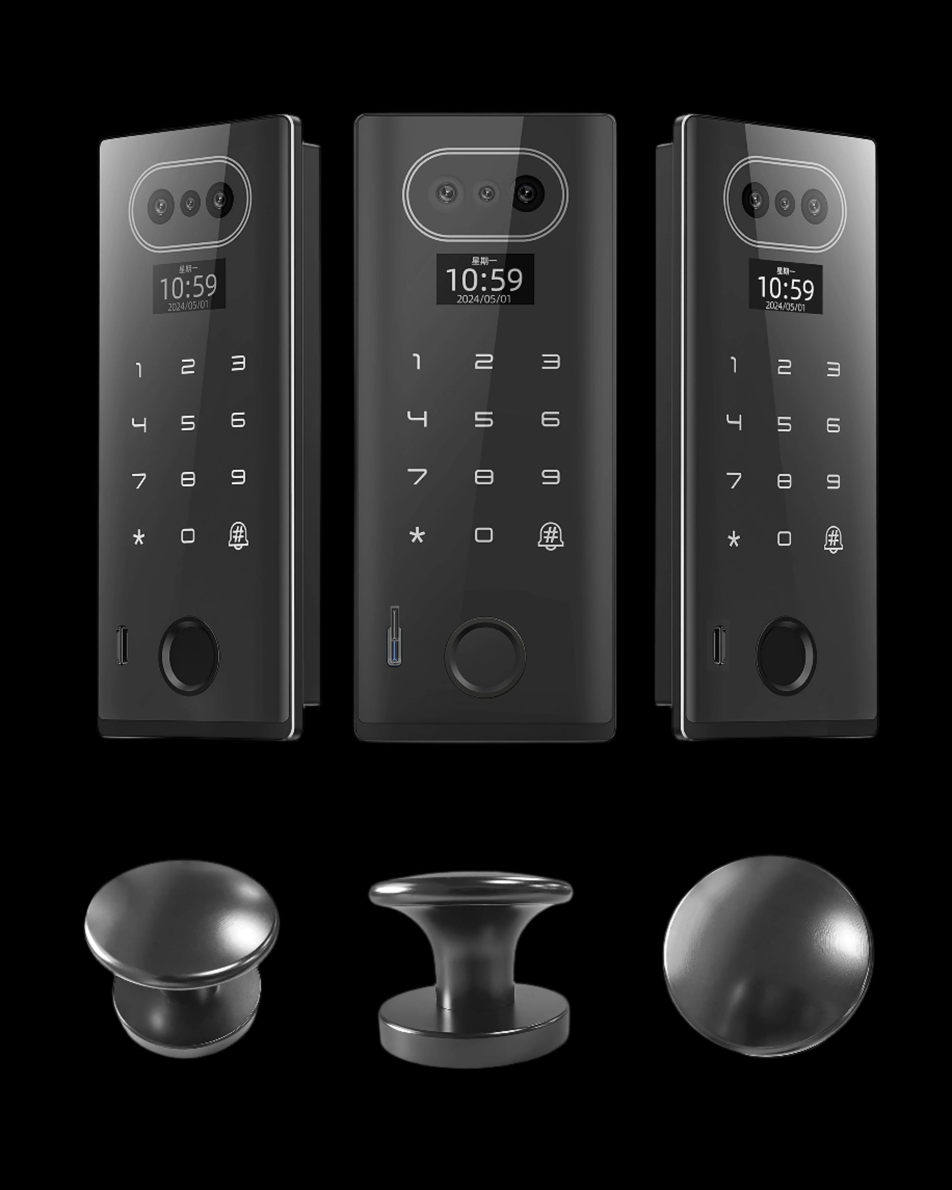3D Facial Recognition Embedded Smart Rim Lock Q1