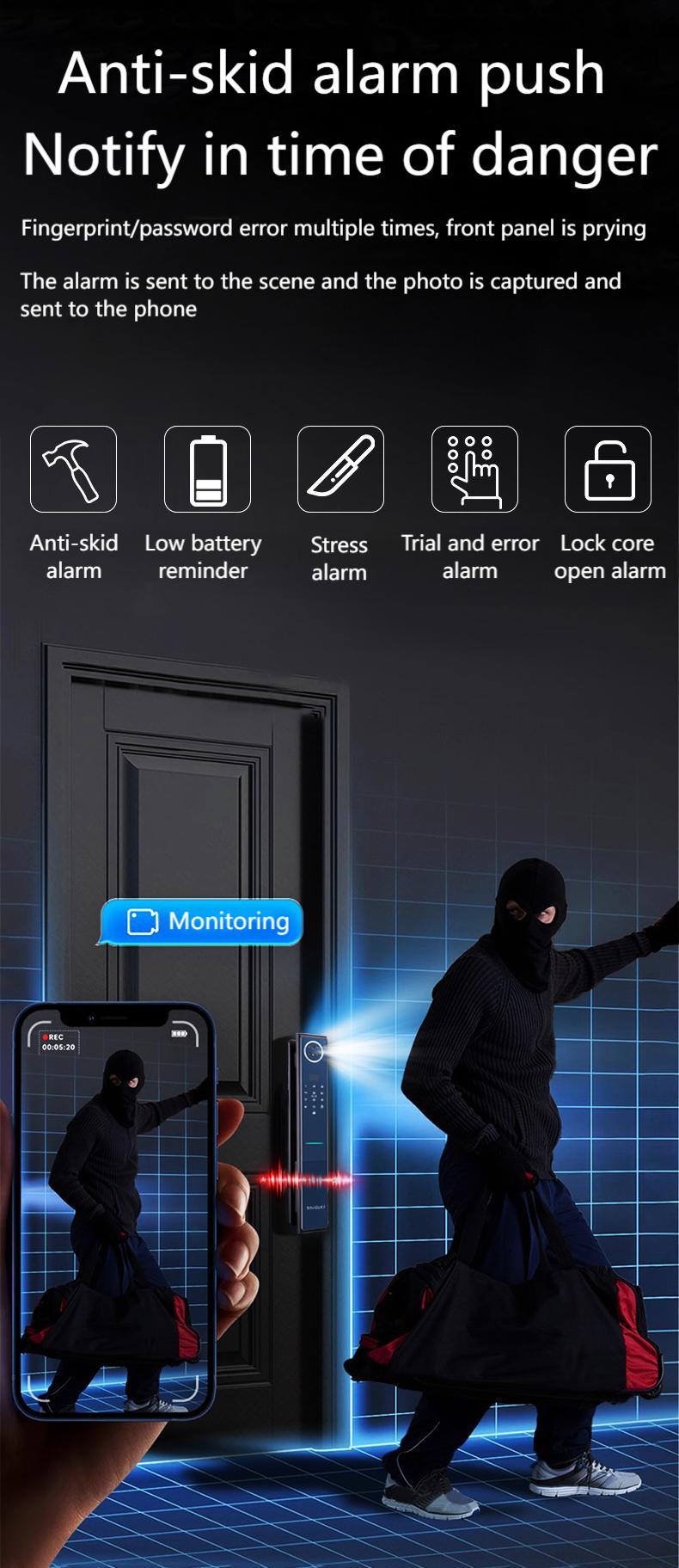 3D Facial Recognition Embedded Smart Rim Lock Q1