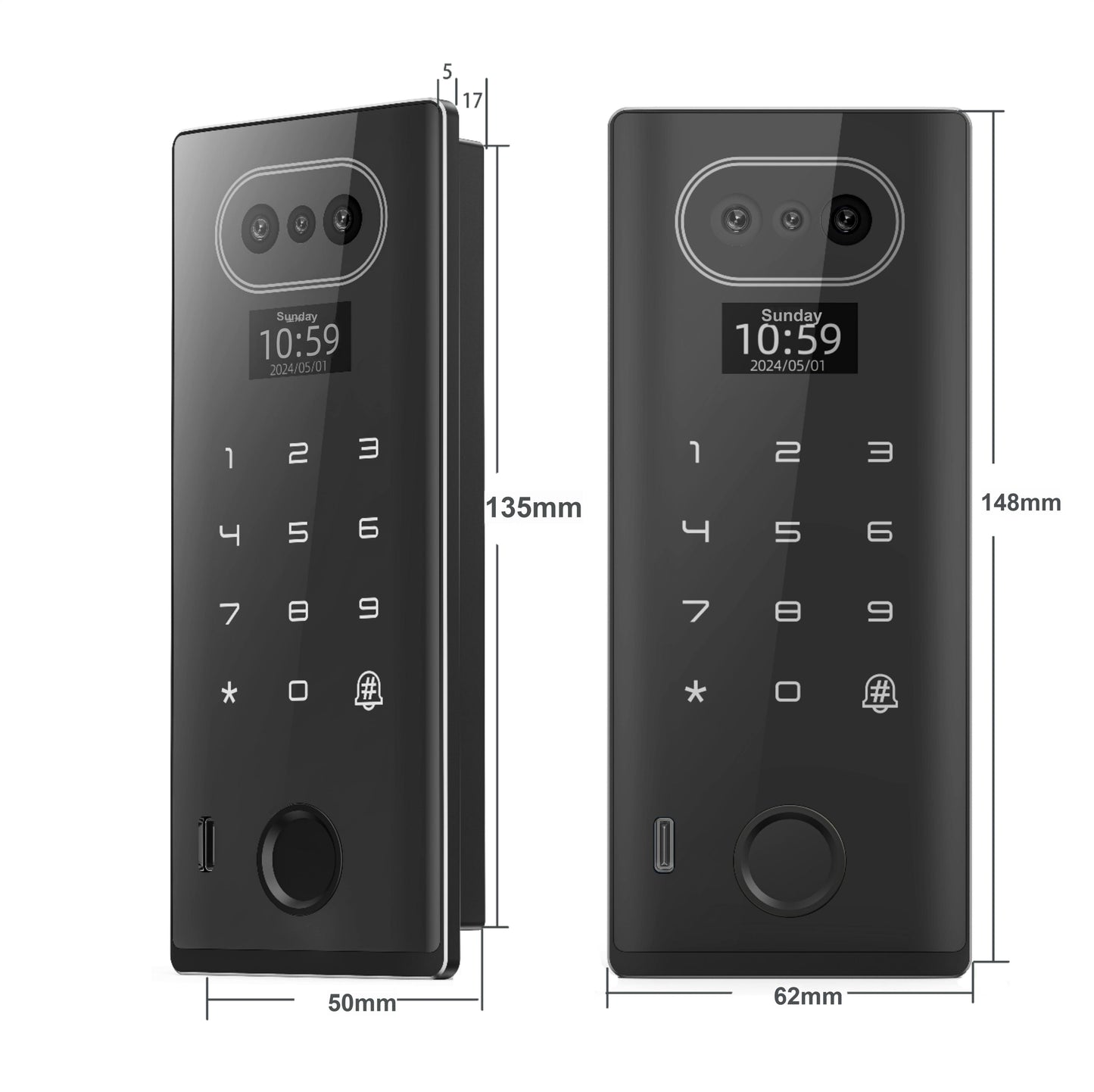 3D Facial Recognition Embedded Smart Rim Lock Q1