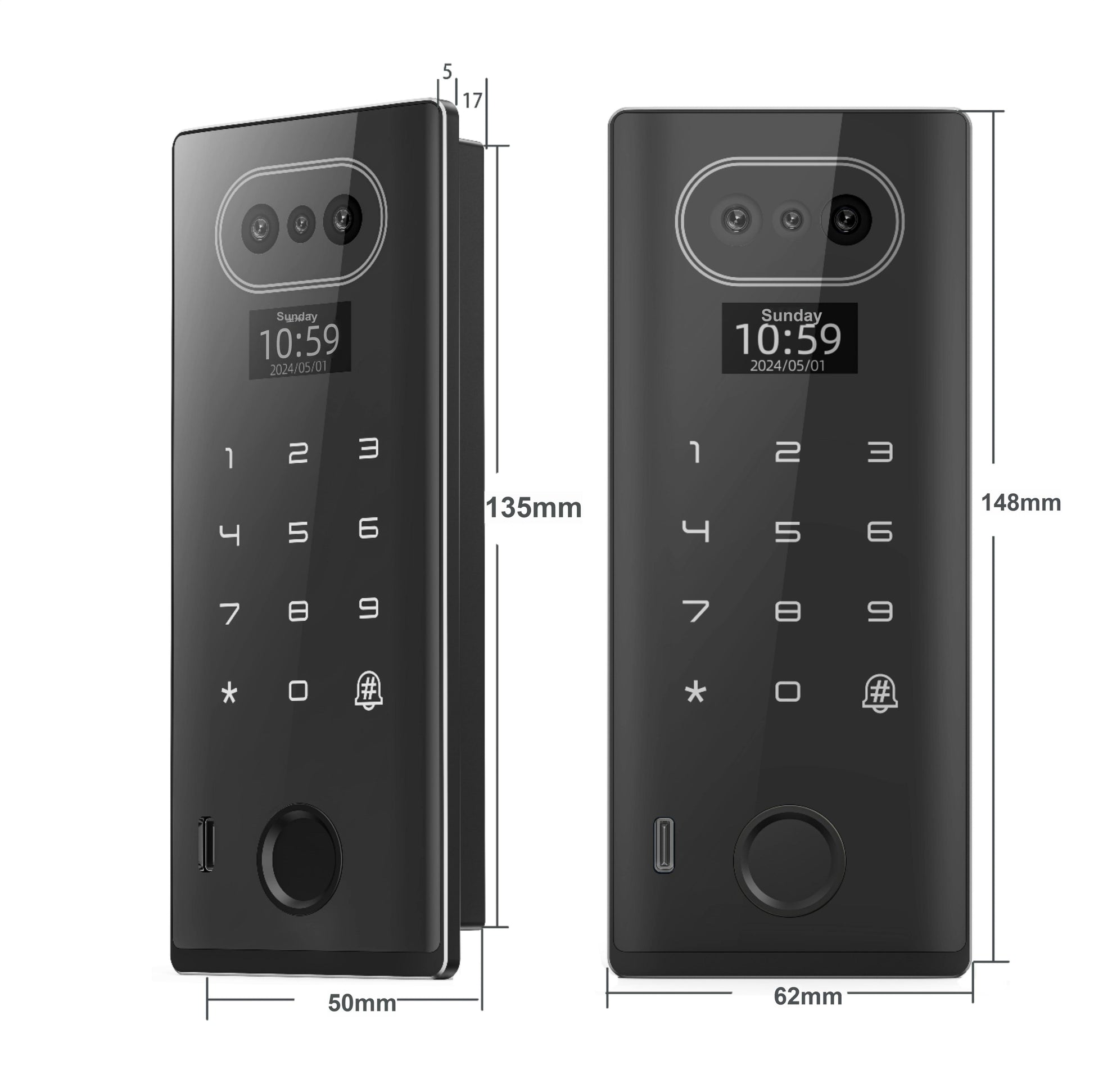 3D Facial Recognition Embedded Smart Rim Lock Q1