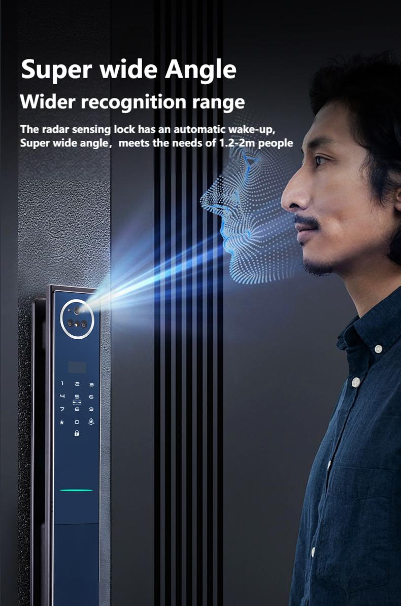 3D Facial Recognition Embedded Smart Rim Lock Q1